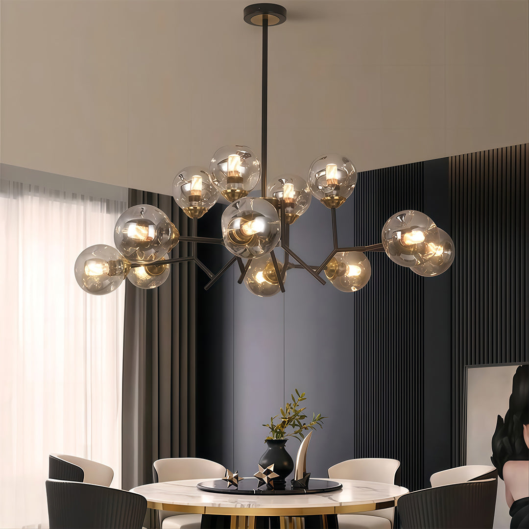WINTERBOURNE ORB LUMINAIRE, NORDIC INSPIRED GLASS CHANDELIER