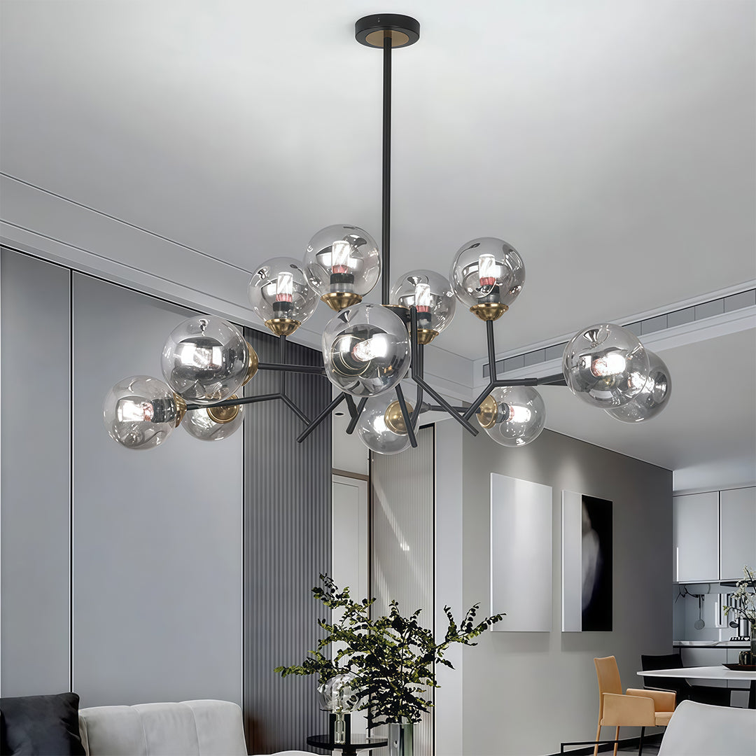 WINTERBOURNE ORB LUMINAIRE, NORDIC INSPIRED GLASS CHANDELIER