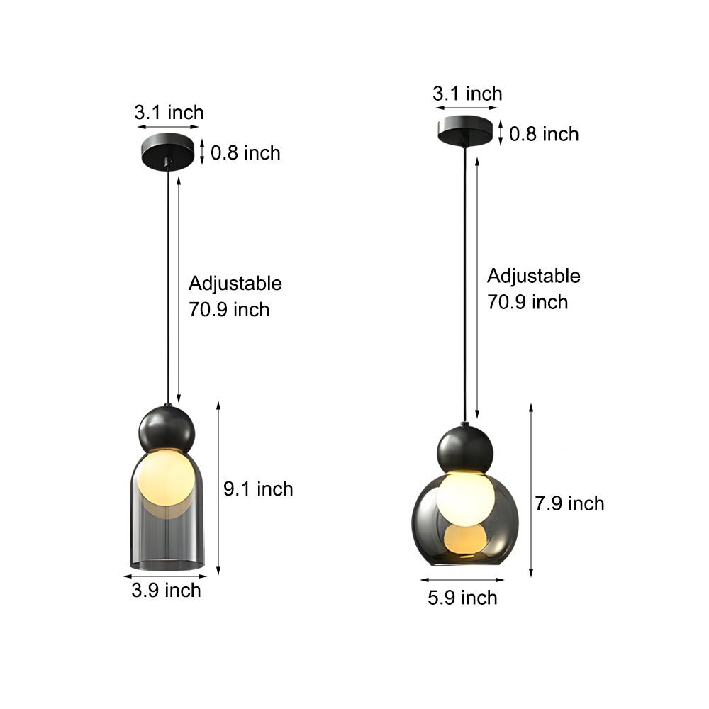 WINTHROP COPPER-CROWNED GLASS DOME PENDANT LIGHTING WITH TRIPLE DIMMING