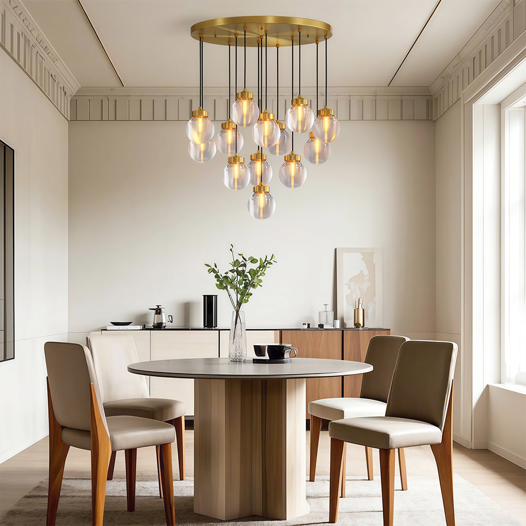 WINTHROP COPPER GLASS INLAY CHANDELIER