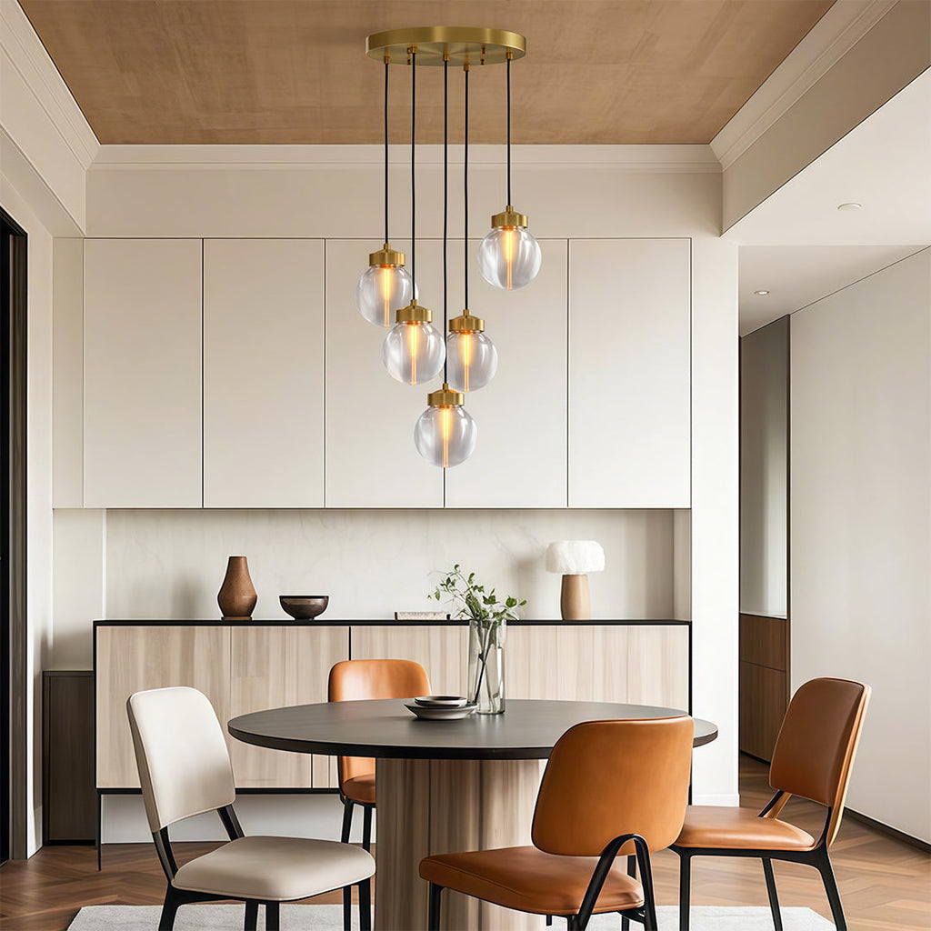 WINTHROP COPPER GLASS INLAY CHANDELIER