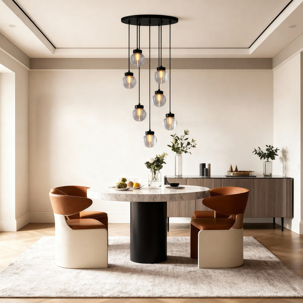 WINTHROP COPPER GLASS INLAY CHANDELIER