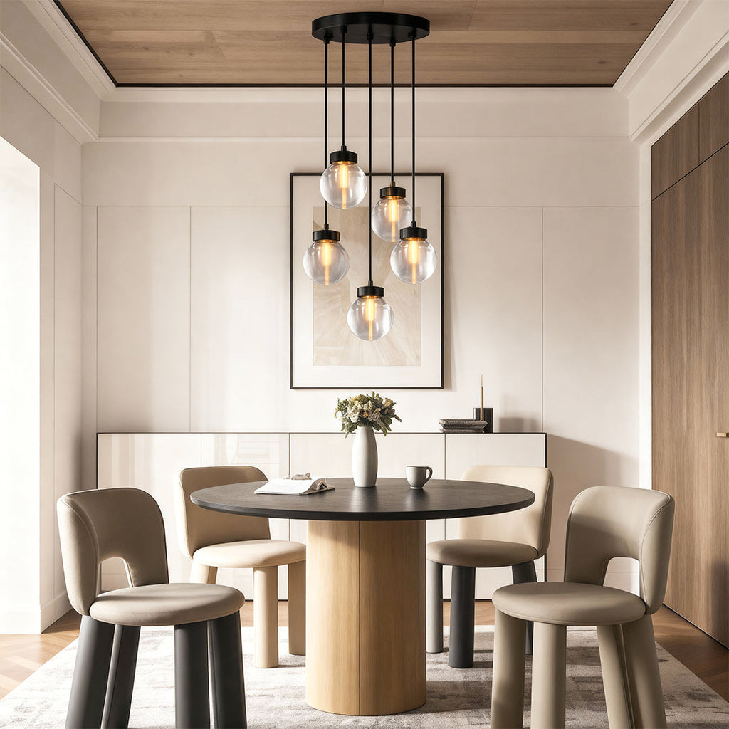 WINTHROP COPPER GLASS INLAY CHANDELIER