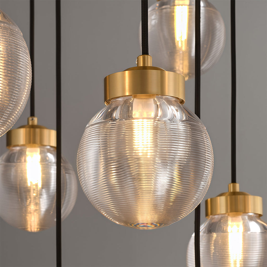 WINTHROP COPPER GLASS INLAY CHANDELIER