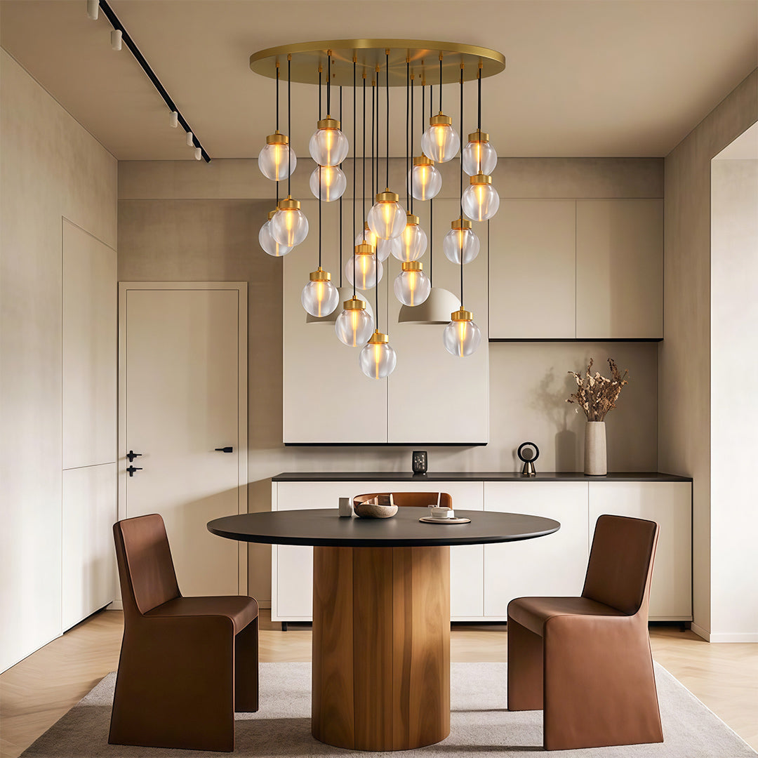 WINTHROP COPPER GLASS INLAY CHANDELIER