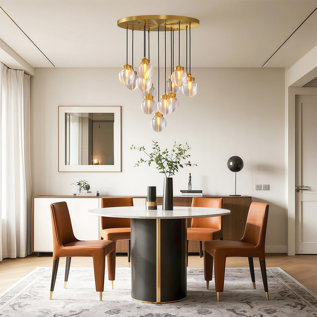 WINTHROP COPPER GLASS INLAY CHANDELIER