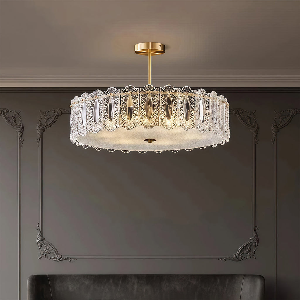 VERDANT HALL COPPER GLOBE SEMI-FLUSH LIGHT