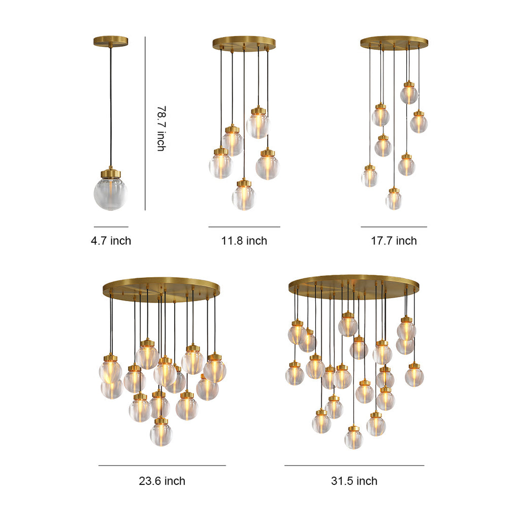 WINTHROP COPPER GLASS INLAY CHANDELIER
