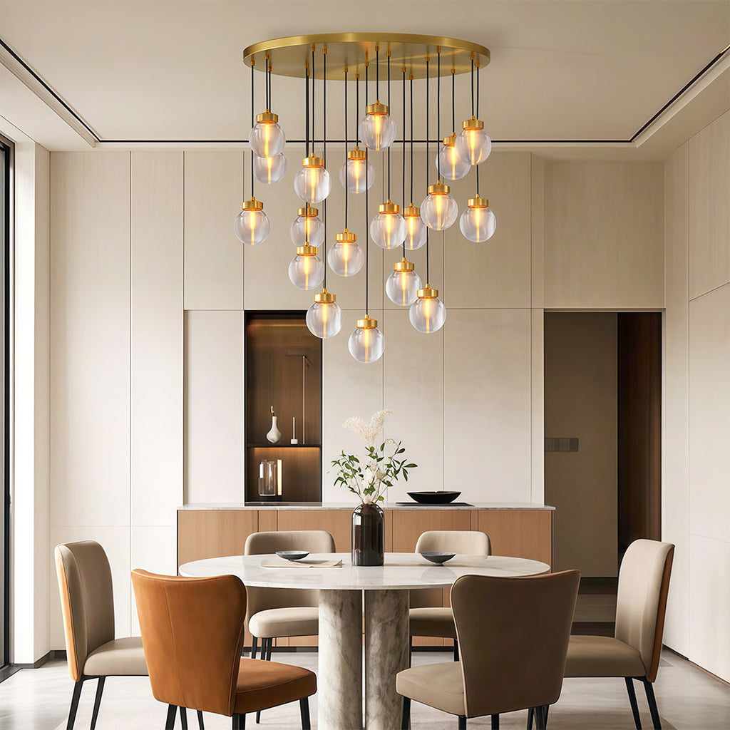 WINTHROP COPPER GLASS INLAY CHANDELIER
