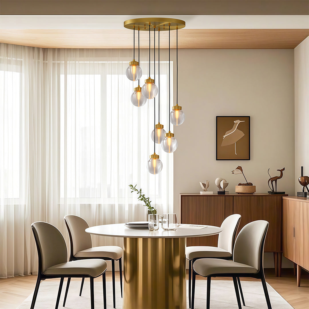WINTHROP COPPER GLASS INLAY CHANDELIER