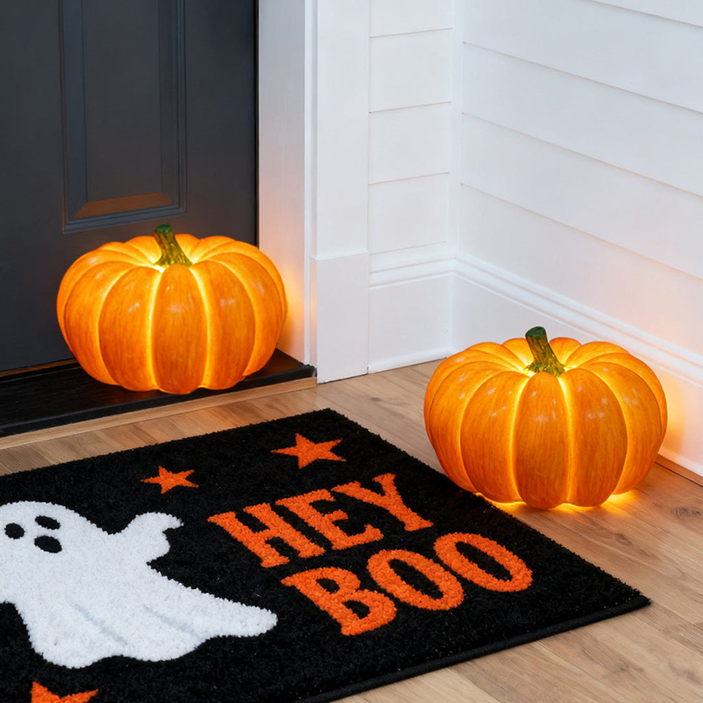 WINTERBOURNE GLOWING PUMPKIN RESIN LANTERN