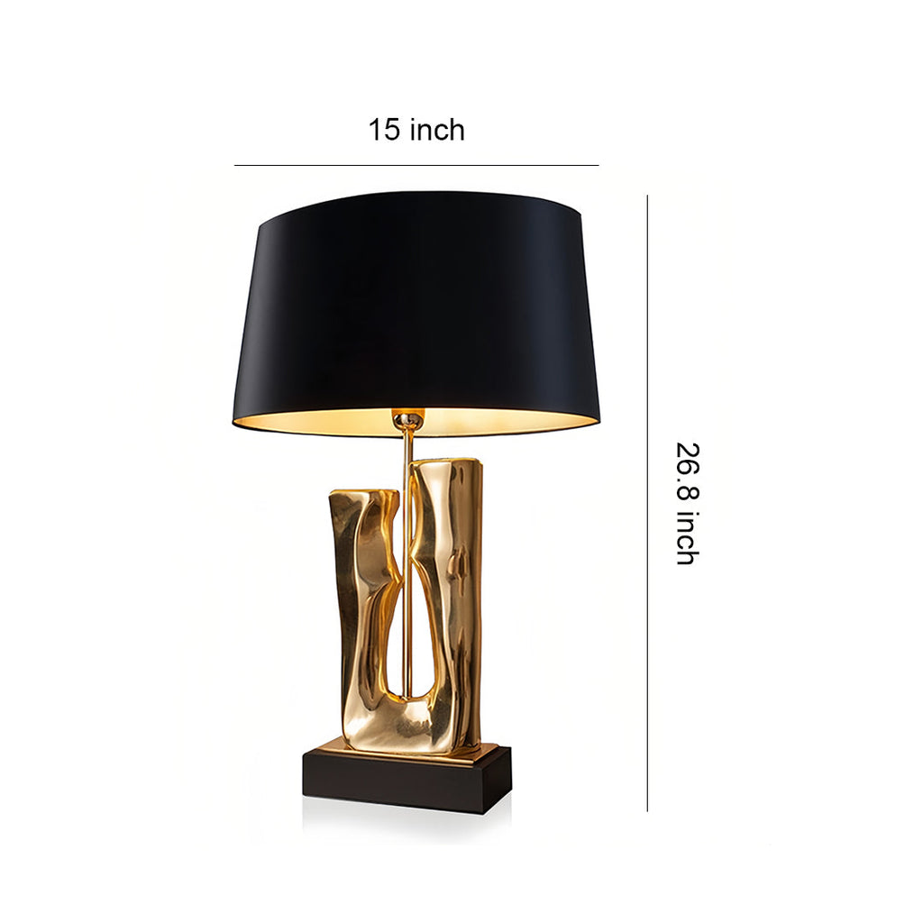 RAVENWOOD GOLDEN HORIZON TABLE LANTERN WITH SCULPTED BASE AND DRUM SHADE
