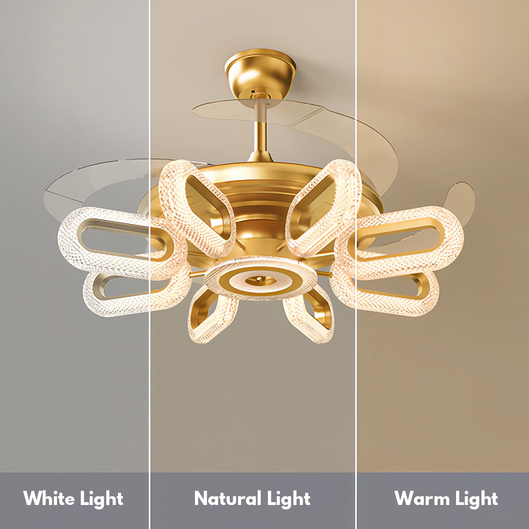 WINDSOR GOLDEN AURORA LED CEILING FAN LIGHTING