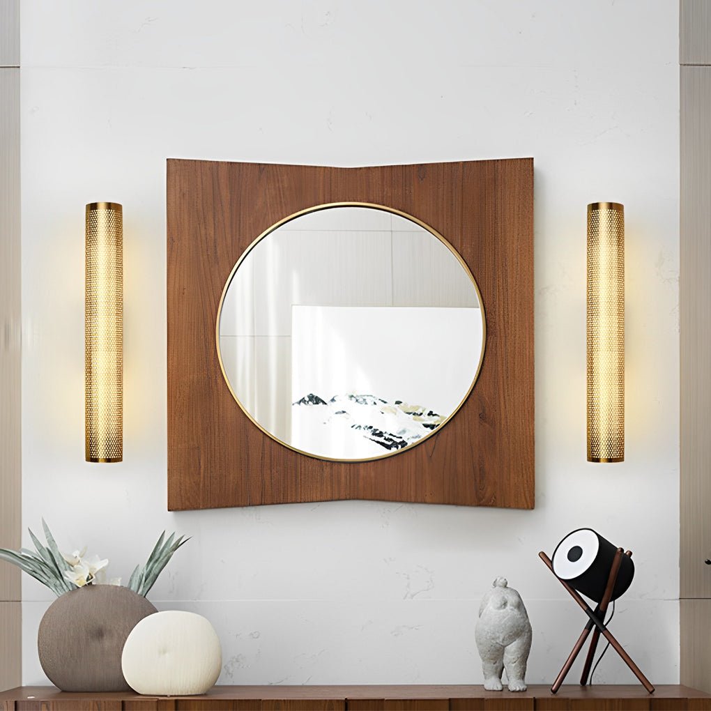 BROOKHAVEN MESH-ENCASED GOLD BATHROOM ILLUMINATOR