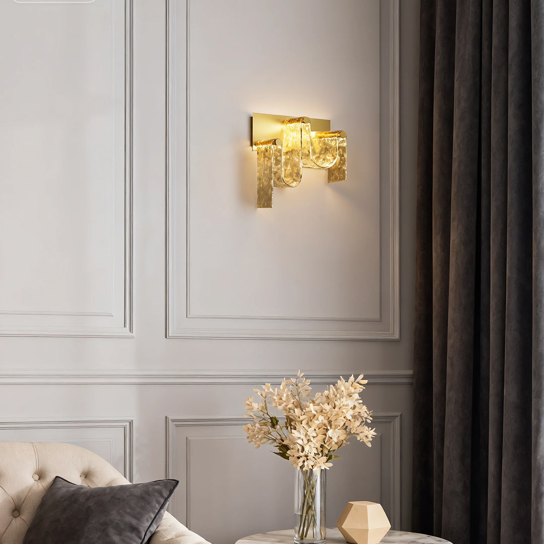 WINTHROP GOLDEN METAL LED WALL SCONCE WITH GLASS ACCENTS
