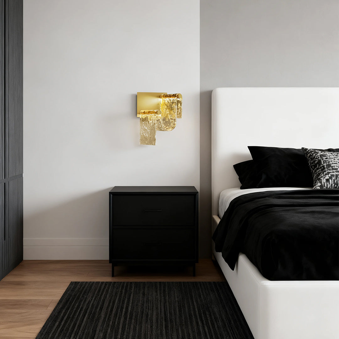 WINTHROP GOLDEN METAL LED WALL SCONCE WITH GLASS ACCENTS