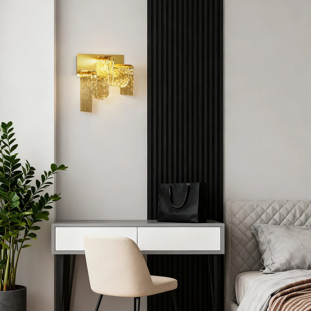 WINTHROP GOLDEN METAL LED WALL SCONCE WITH GLASS ACCENTS