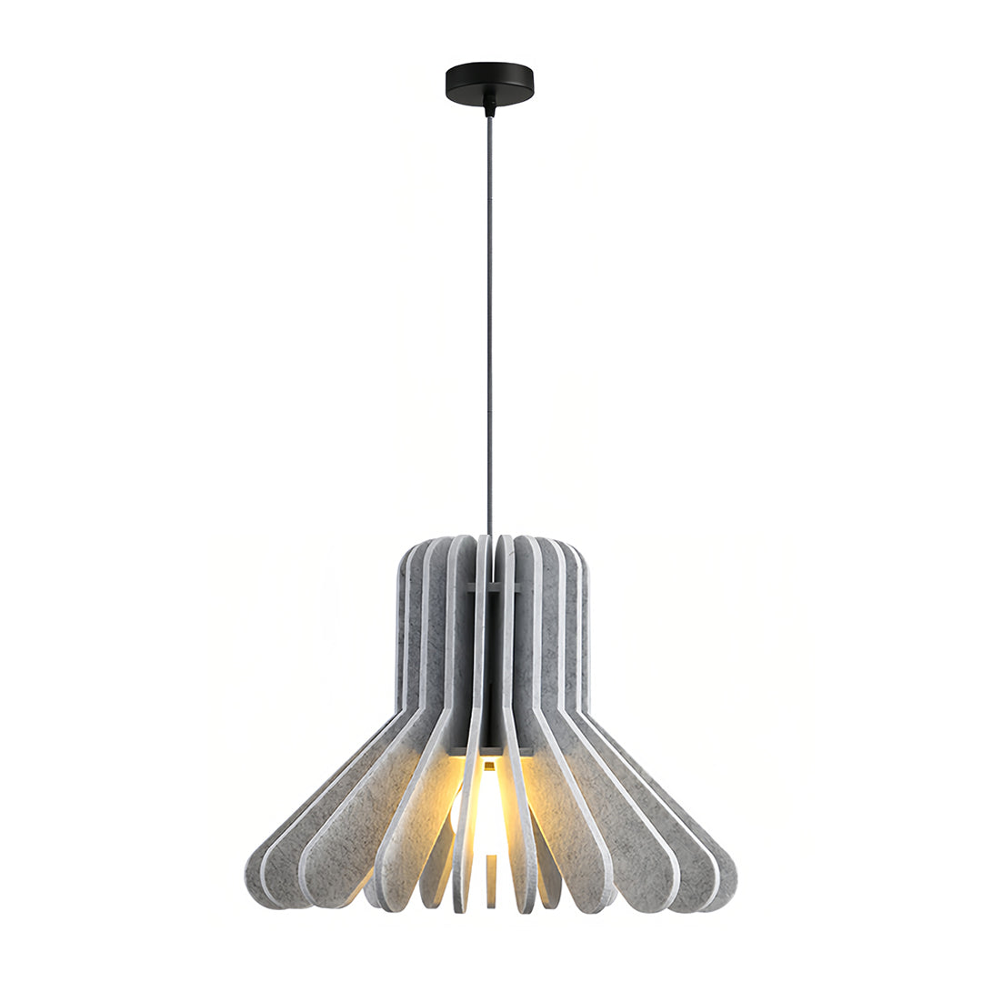 1. **MONTGOMERY FELT-ENCLOSED PENDANT LUMINAIRE**  
   A sophisticated pendant light featuring a sound-absorbing felt exterior and a robust iron frame, perfect for enhancing ambiance in any room.

2. **WINSLOW IRON & FELT HANGING ILLUMINATOR**  
   An inn