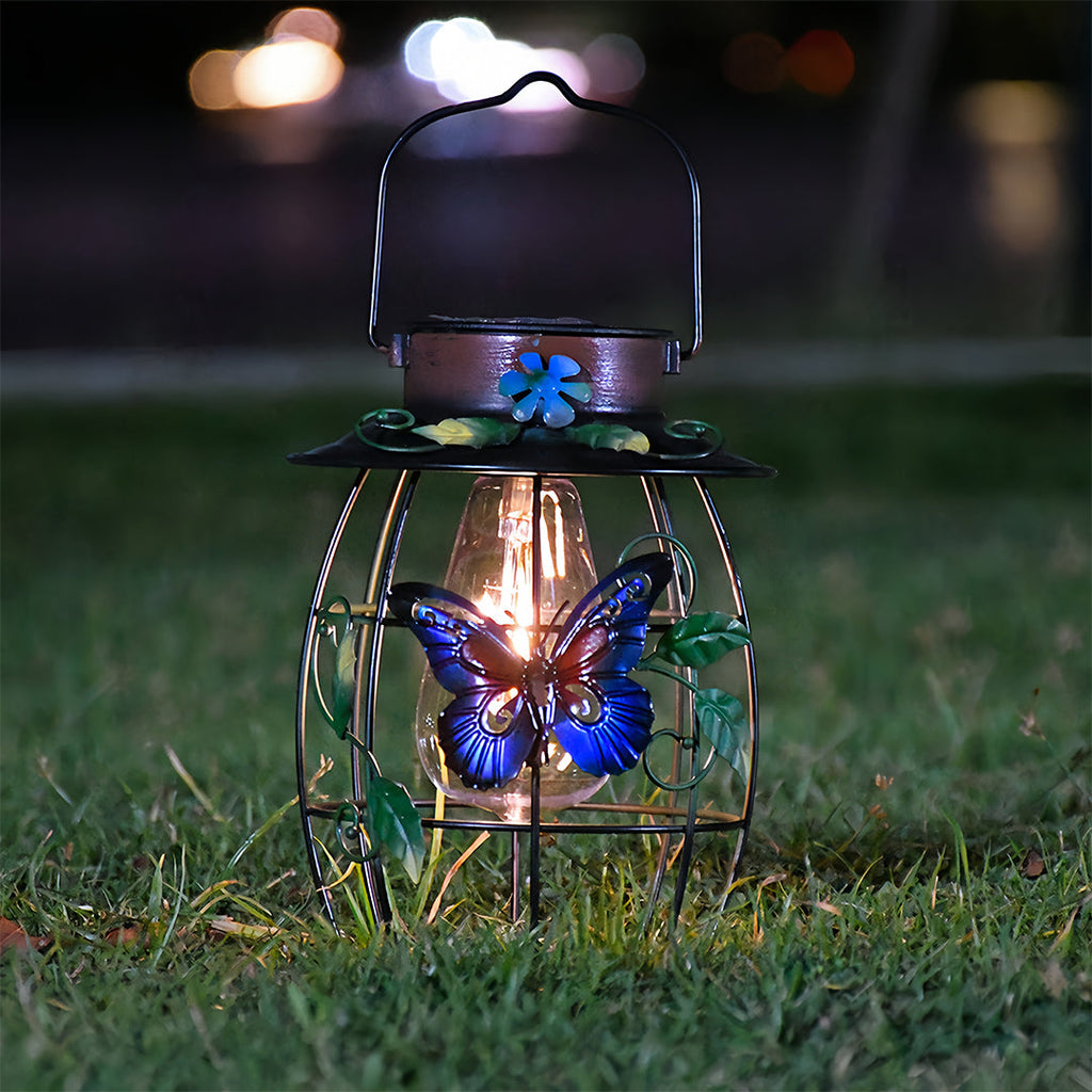 WINTHROP SOLAR-ILLUMINATED BUTTERFLY HANGING LANTERN