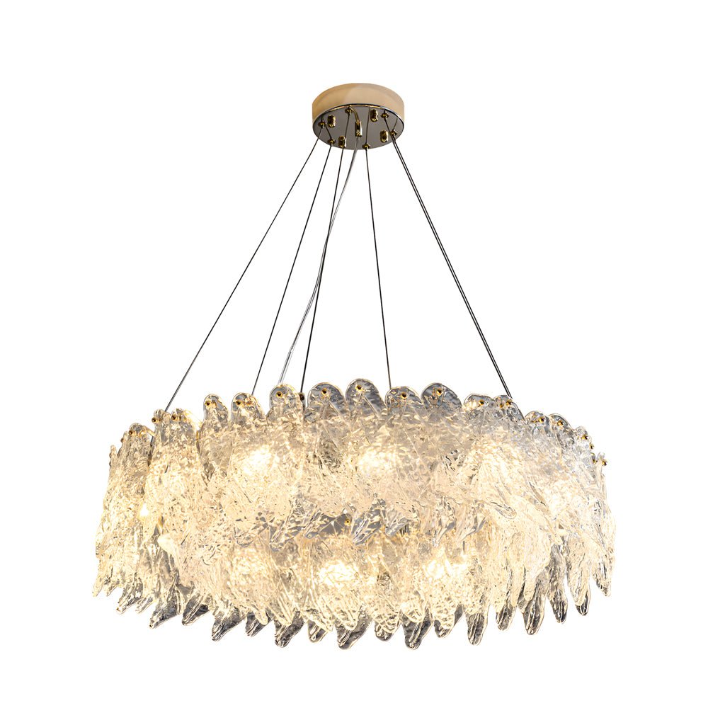 WINTERBOURNE LEAF-INSPIRED GLASS TRILOGY CHANDELIER