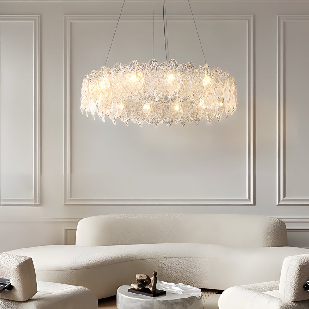 WINTERBOURNE LEAF-INSPIRED GLASS TRILOGY CHANDELIER