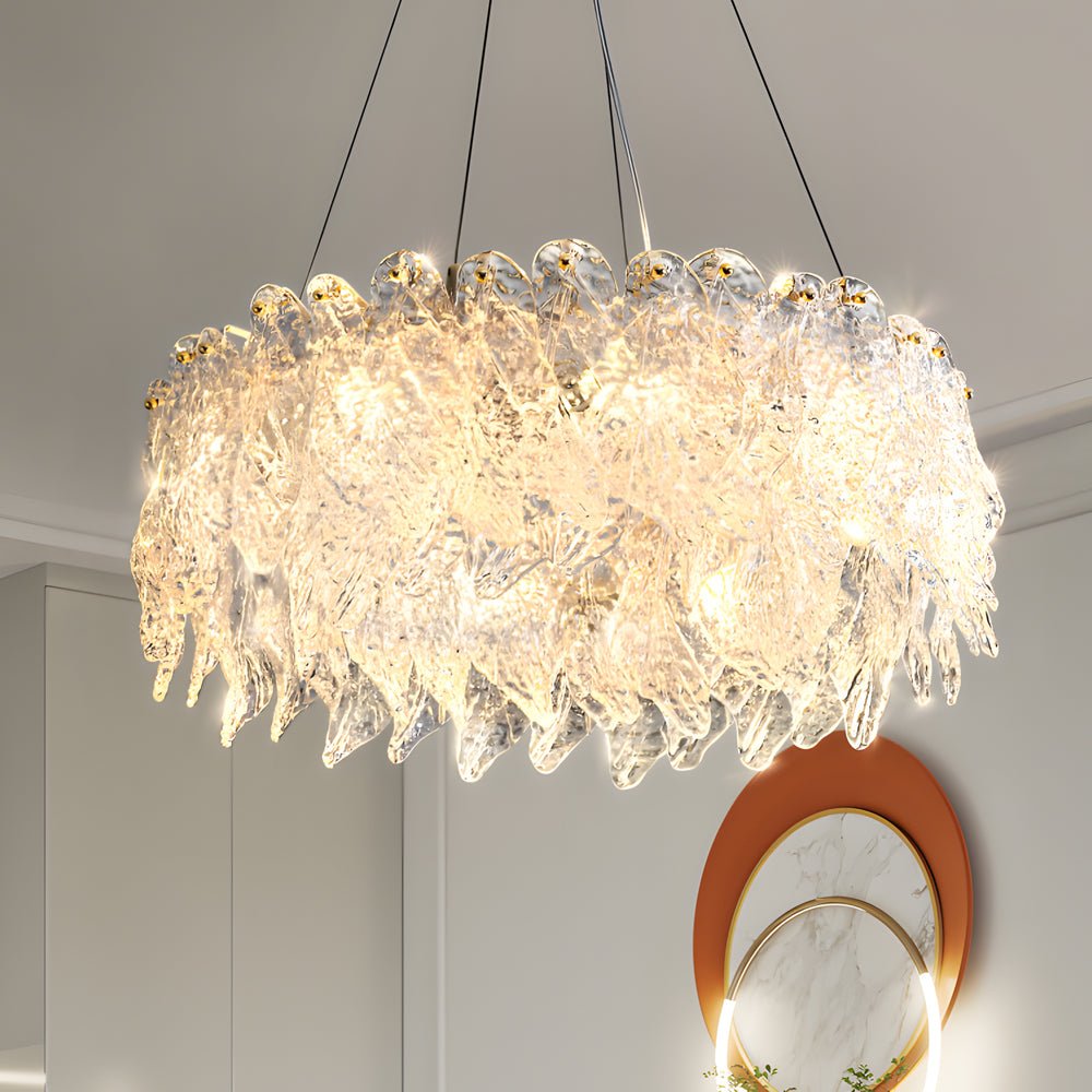 WINTERBOURNE LEAF-INSPIRED GLASS TRILOGY CHANDELIER