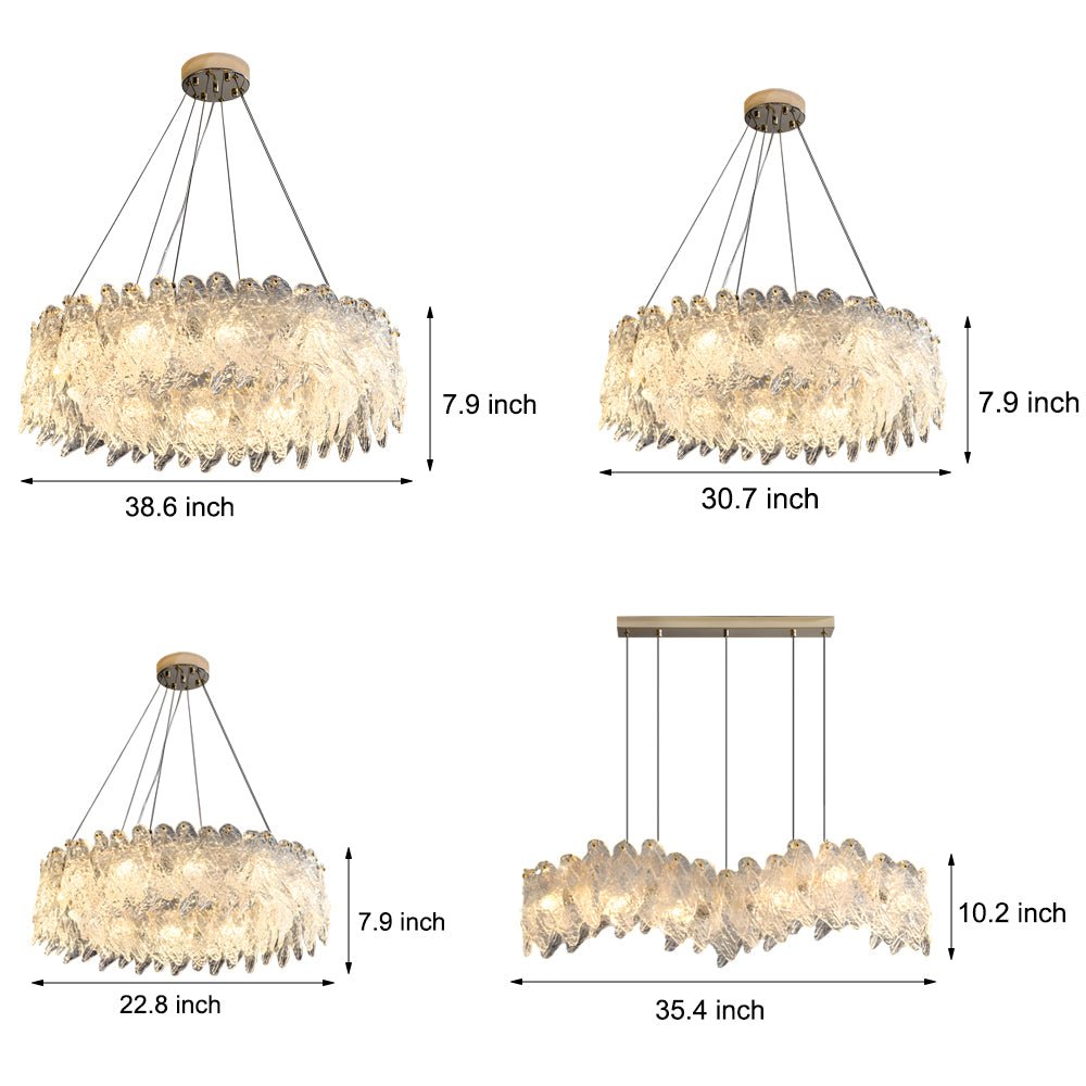 WINTERBOURNE LEAF-INSPIRED GLASS TRILOGY CHANDELIER