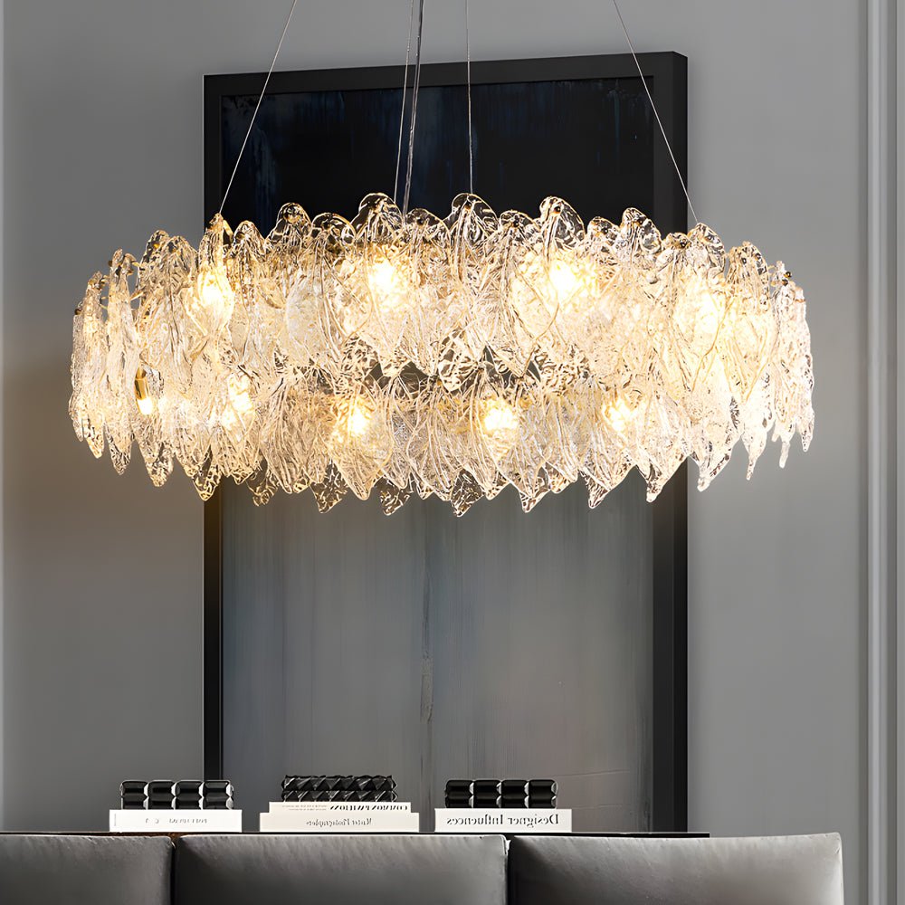 WINTERBOURNE LEAF-INSPIRED GLASS TRILOGY CHANDELIER