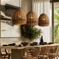 FENWICK WOVEN CANE LED CEILING LANTERN