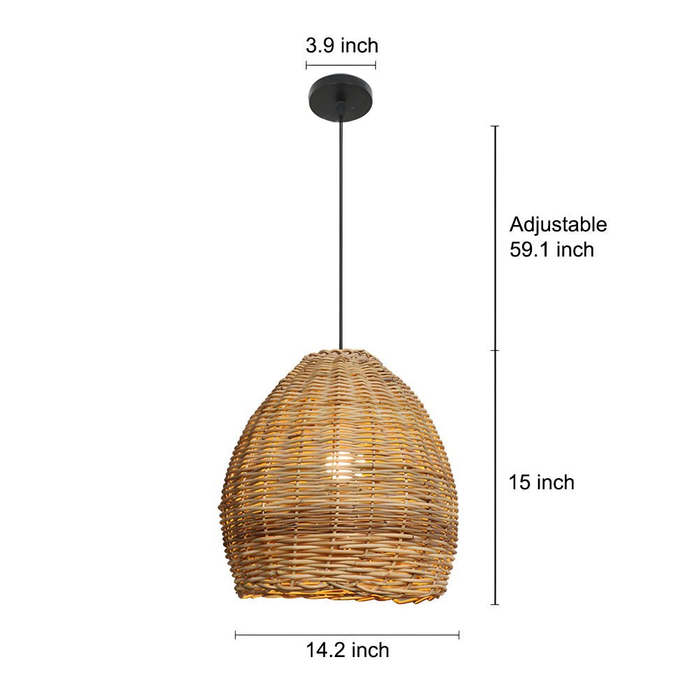 FENWICK WOVEN CANE LED CEILING LANTERN