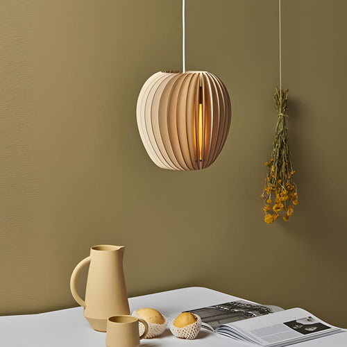 **FENWICK WOODEN RAY PENDANT LANTERN**  
A captivating blend of Scandinavian and Japanese design, this handcrafted wood veneer lantern features an LED light source, casting warm, inviting rays that enhance any space with a touch of nature-inspired charm.
