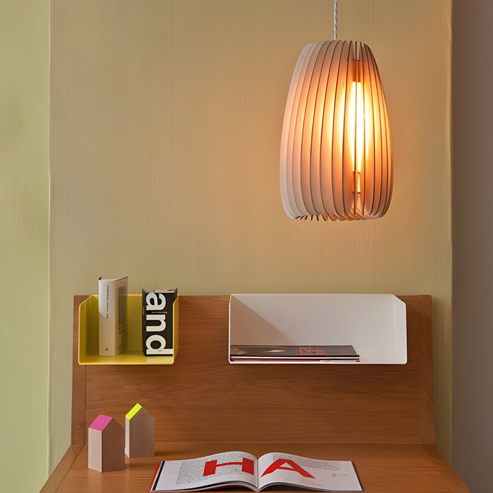 **FENWICK WOODEN RAY PENDANT LANTERN**  
A captivating blend of Scandinavian and Japanese design, this handcrafted wood veneer lantern features an LED light source, casting warm, inviting rays that enhance any space with a touch of nature-inspired charm.