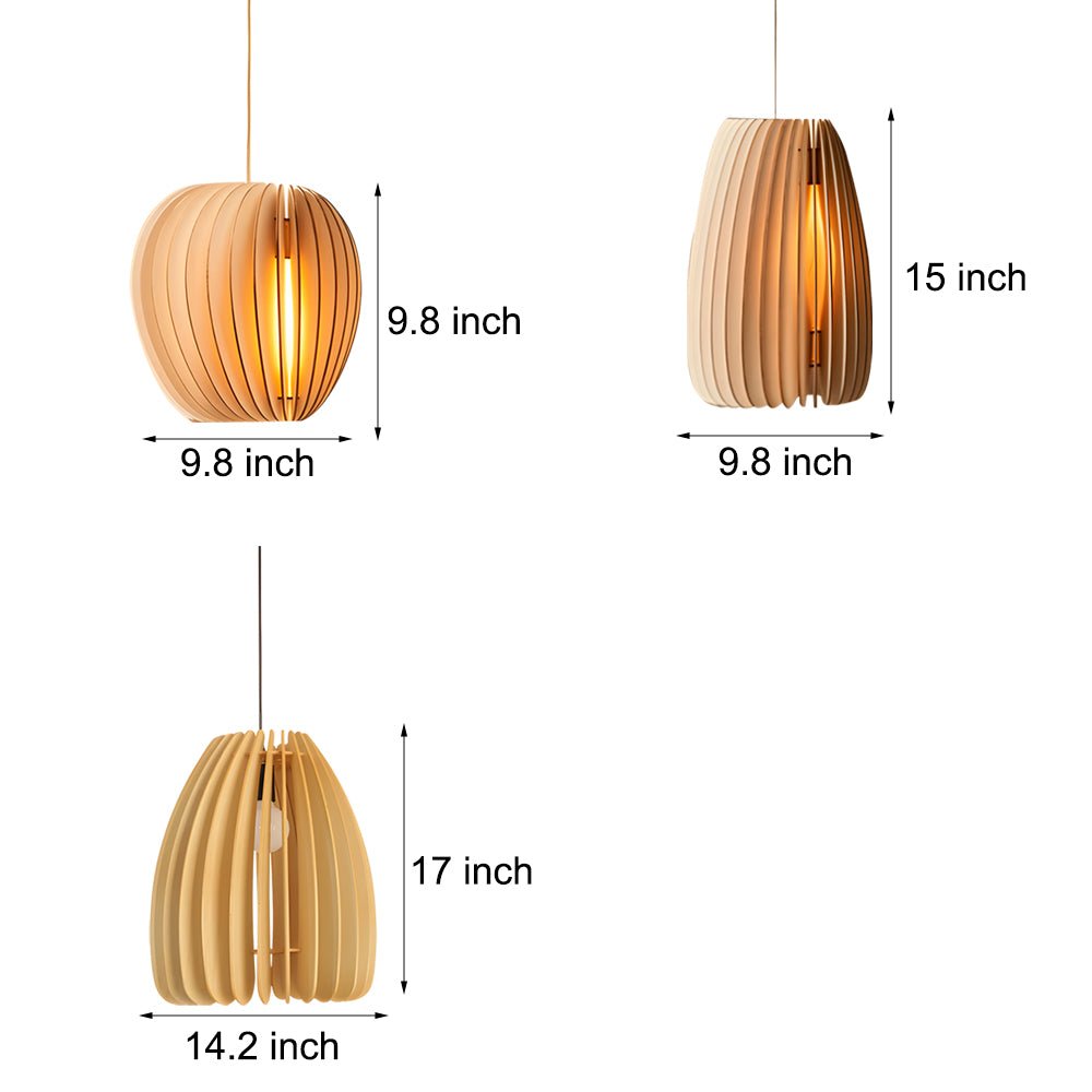 **FENWICK WOODEN RAY PENDANT LANTERN**  
A captivating blend of Scandinavian and Japanese design, this handcrafted wood veneer lantern features an LED light source, casting warm, inviting rays that enhance any space with a touch of nature-inspired charm.