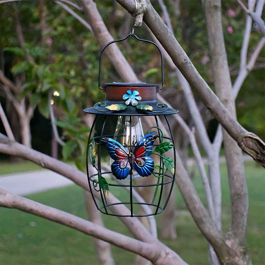 WINTHROP SOLAR-ILLUMINATED BUTTERFLY HANGING LANTERN