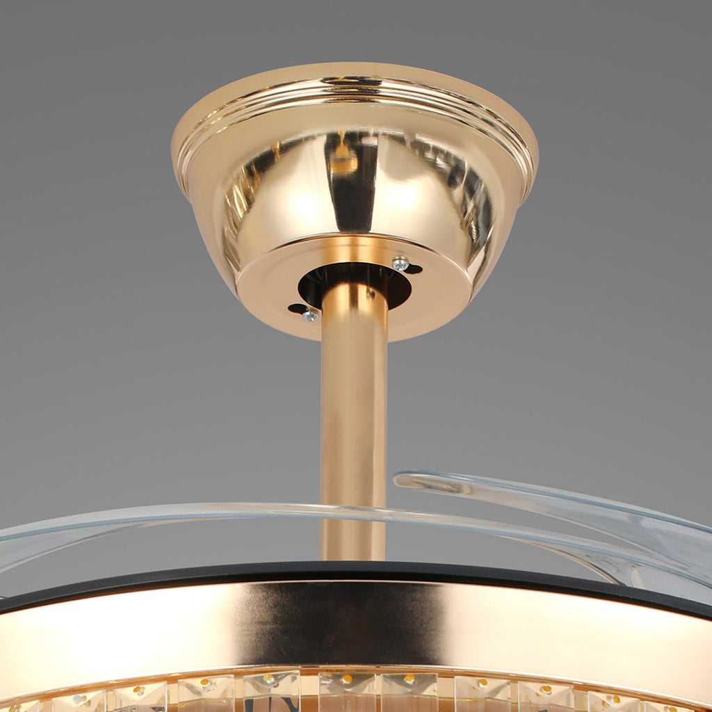 WINTHORPE GILDED IRON CEILING FAN WITH CRYSTAL ILLUMINATION