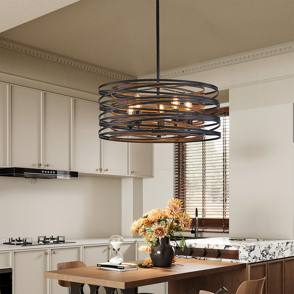 RAVENHURST IRON CAGE CYLINDRICAL PENDANT LIGHT