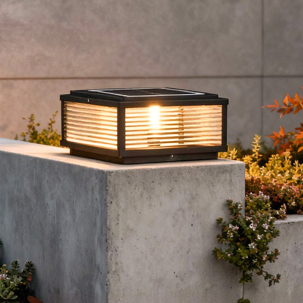 WINTHROP SQUARE RIBBED GLASS OUTDOOR COLUMN LANTERN
