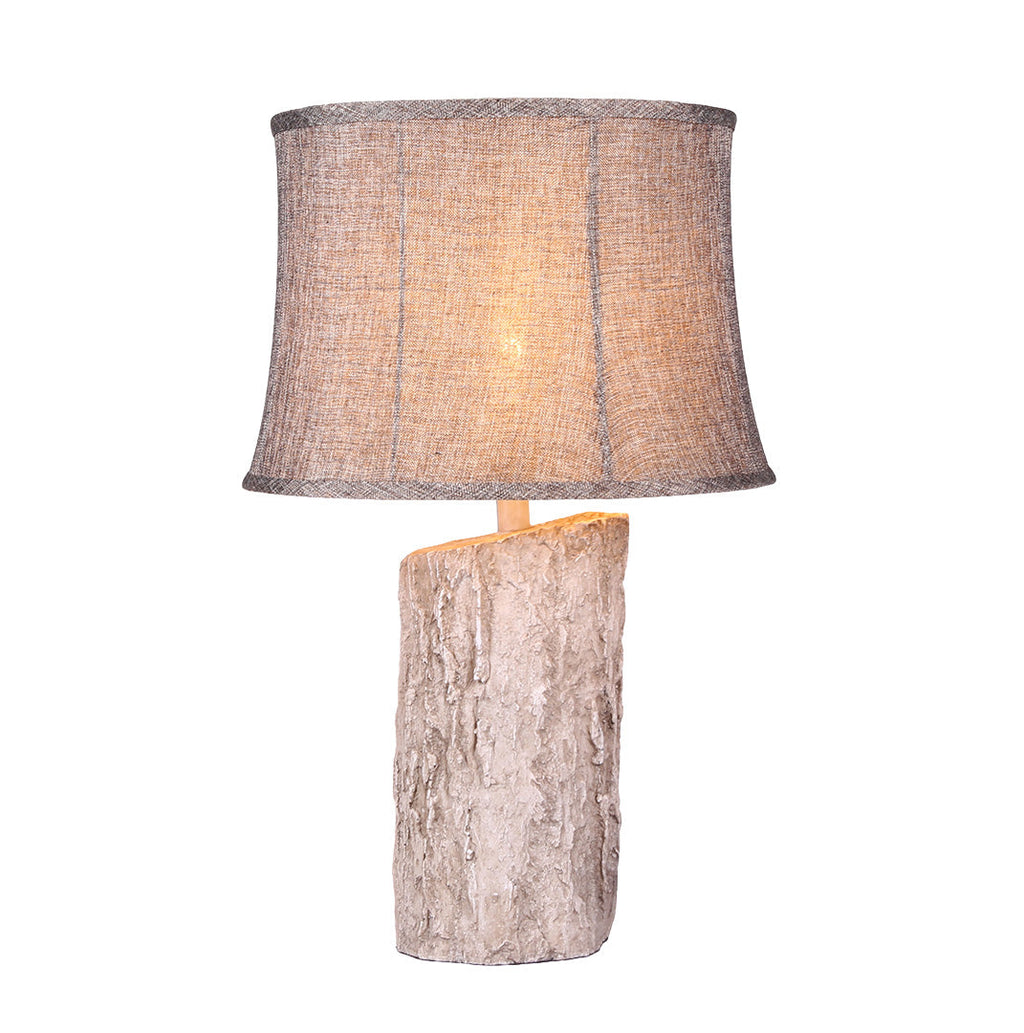 WINCHESTER WOODLAND TABLE LANTERN, REALISTIC BARK TEXTILE SHADE, SOFT GLOW ILLUMINATOR