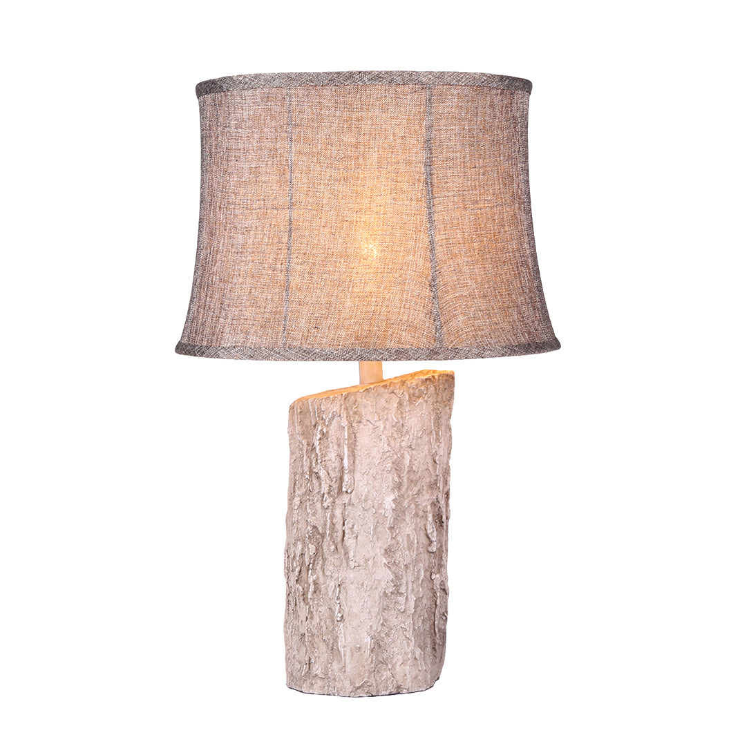 WINCHESTER WOODLAND TABLE LANTERN, REALISTIC BARK TEXTILE SHADE, SOFT GLOW ILLUMINATOR