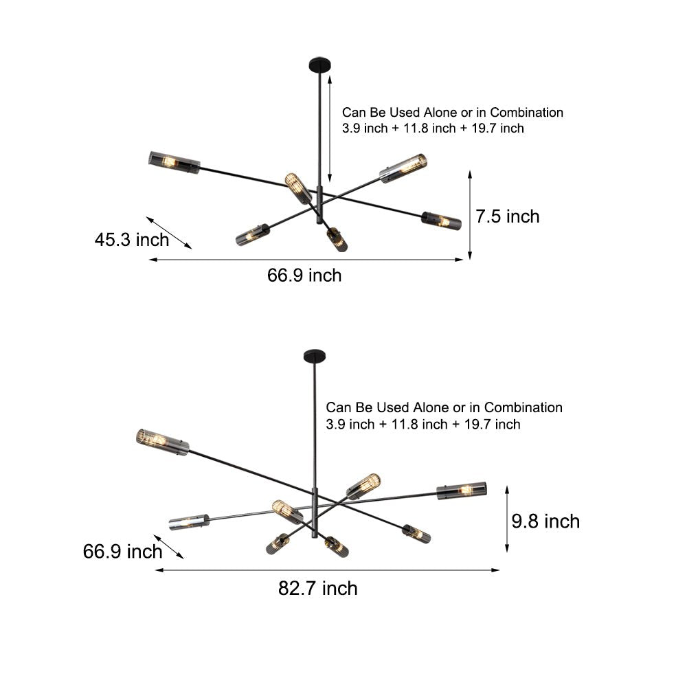 WINTHROP COPPER STARBURST PENDANT LIGHTING (6/8-BULB)
