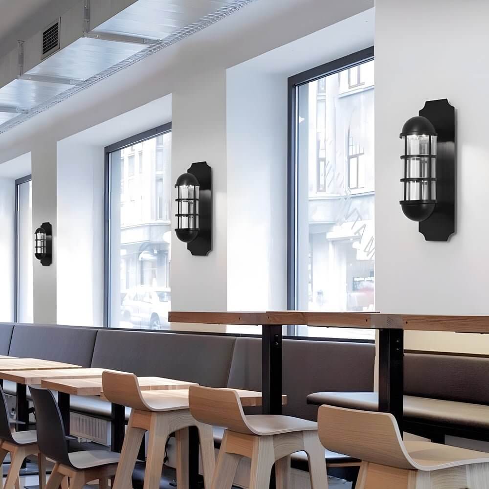 WHITBY TELEPHONE BOOTH INSPIRED IRON AND GLASS WALL LIGHT