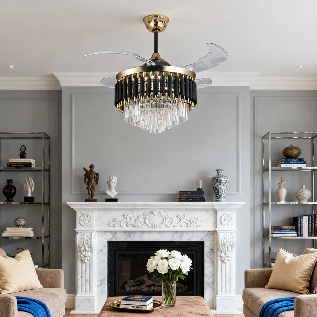 RAVENHURST LUXURY CEILING FAN WITH ILLUMINATION AND TRANSLUCENT BLADES"  
2. "DARTMOOR BLACK CEILING FAN WITH LIGHT AND TRANSPARENT PC BLADES"  
3. "WINSLEIGH TRANSPARENT BLADE CEILING FAN WITH INTEGRATED LIGHTING"  
4. "ASHFORD BLACK CEILING FAN WITH ILL