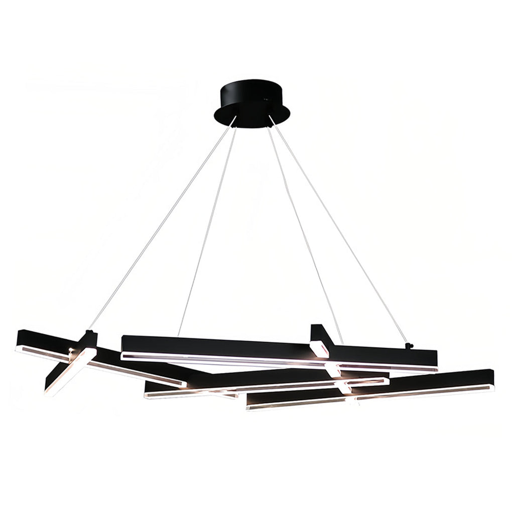 RAVENSCROFT MODERN BLACK METAL GEOMETRIC CHANDELIER WITH LED ILLUMINATION