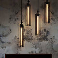 BRAMBLETON IRON FLUTE INDUSTRIAL PENDANT LIGHT WITH TUNGSTEN GLOW