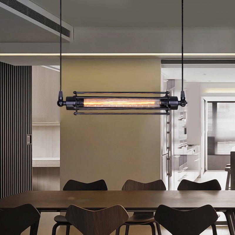BRAMBLETON IRON FLUTE INDUSTRIAL PENDANT LIGHT WITH TUNGSTEN GLOW