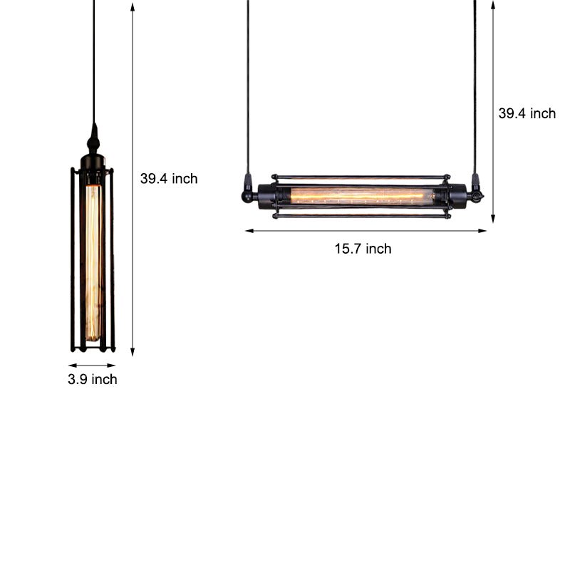 BRAMBLETON IRON FLUTE INDUSTRIAL PENDANT LIGHT WITH TUNGSTEN GLOW