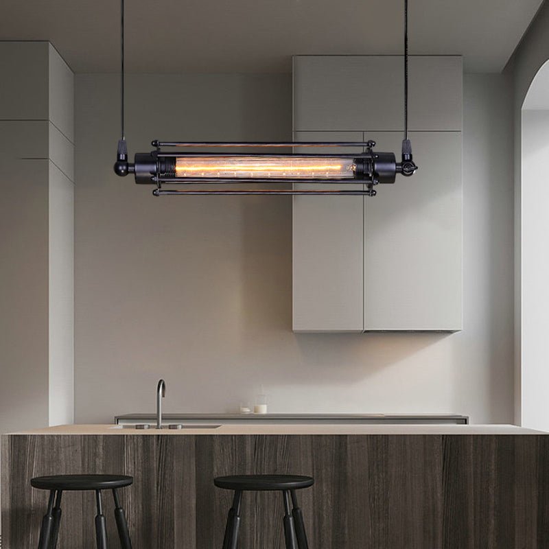 BRAMBLETON IRON FLUTE INDUSTRIAL PENDANT LIGHT WITH TUNGSTEN GLOW