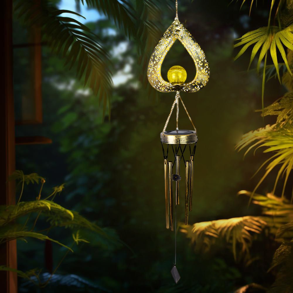 WINTERBOURNE SOLAR HEART WIND CHIME LANTERN