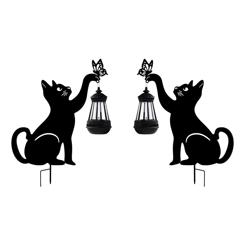 THISTLEWICK SOLAR-POWERED CAT SHADOW LANTERN WITH LED ILLUMINATION