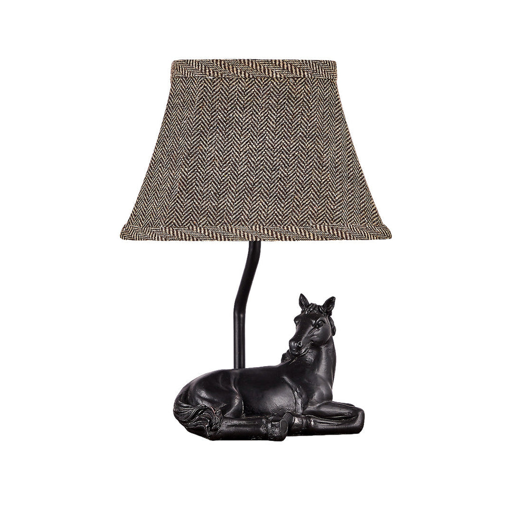 WINTHORPE EQUESTRIAN RESIN TABLE LANTERN WITH TEXTILE SHADE